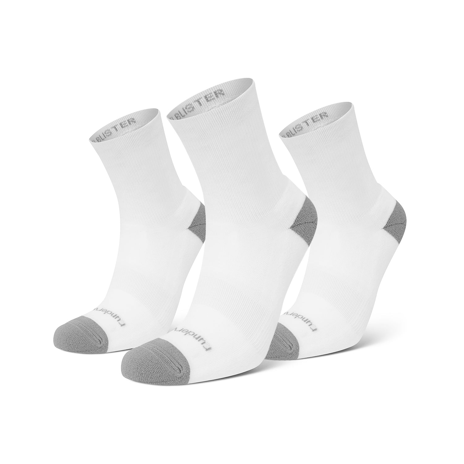 Calcetines Unisex Antibalanceos de Media Caña para Correr – Blanco/Gris (Paquete de 3)
