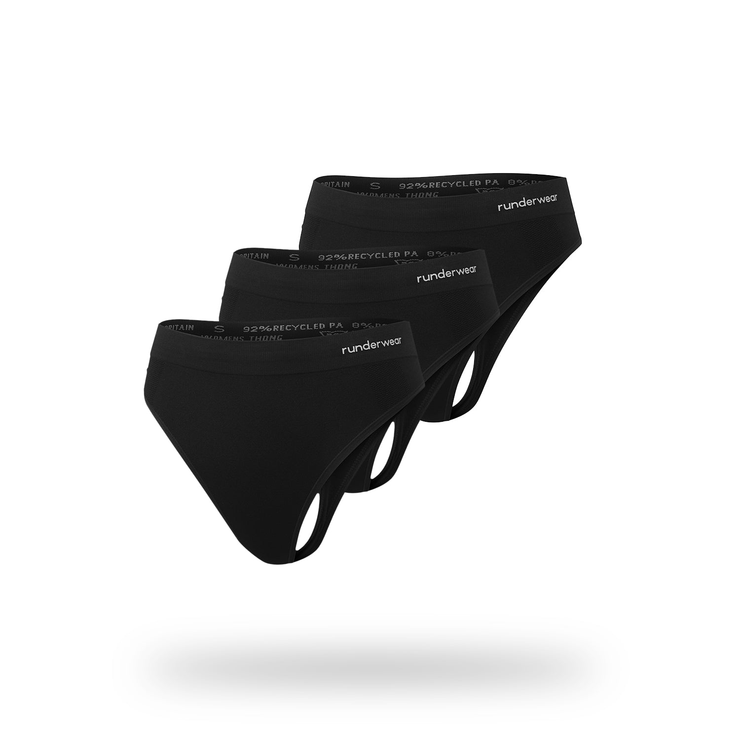 Tanga de running para mujer - Negro (paquete de 3)