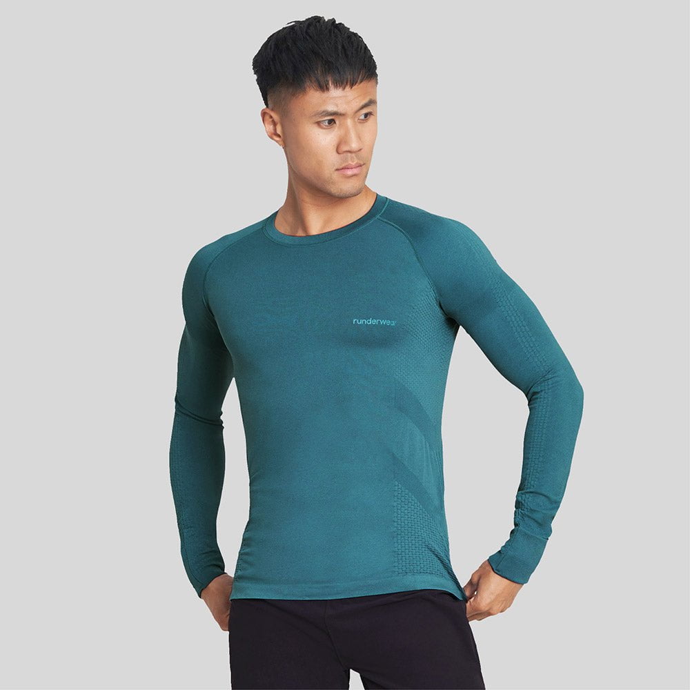 Camiseta térmica de running para hombre - Azul cerceta