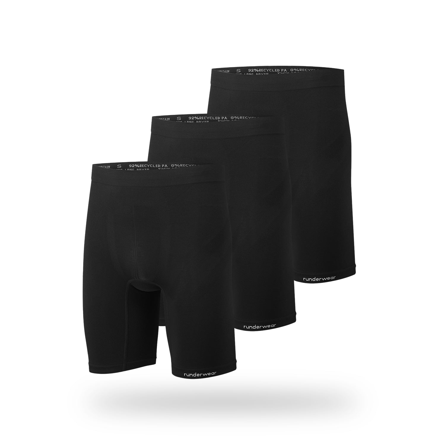 Bóxeres largos de running para hombre – Negro (Paquete de 3)