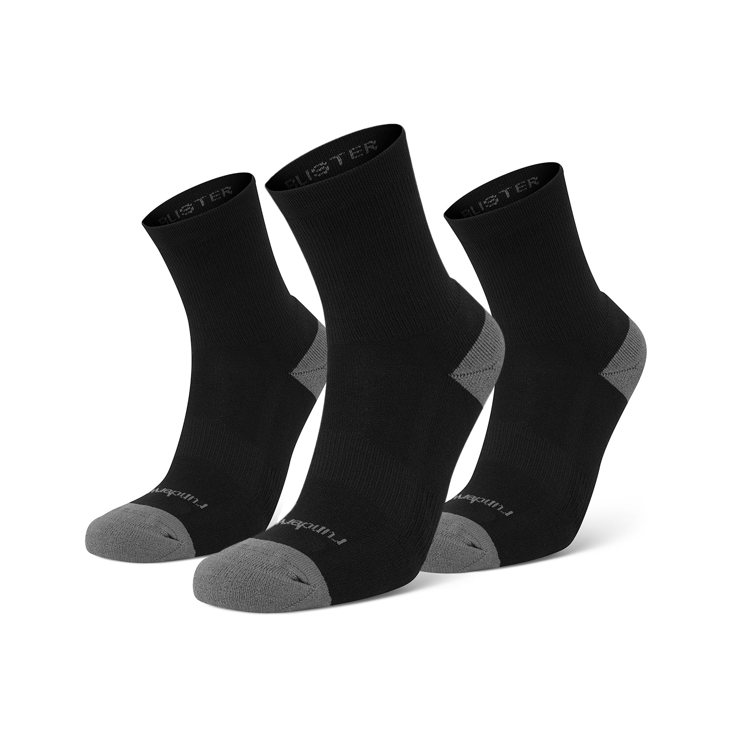 Calcetines Unisex Antifricción para Correr – Negro/Gris (3 pares)