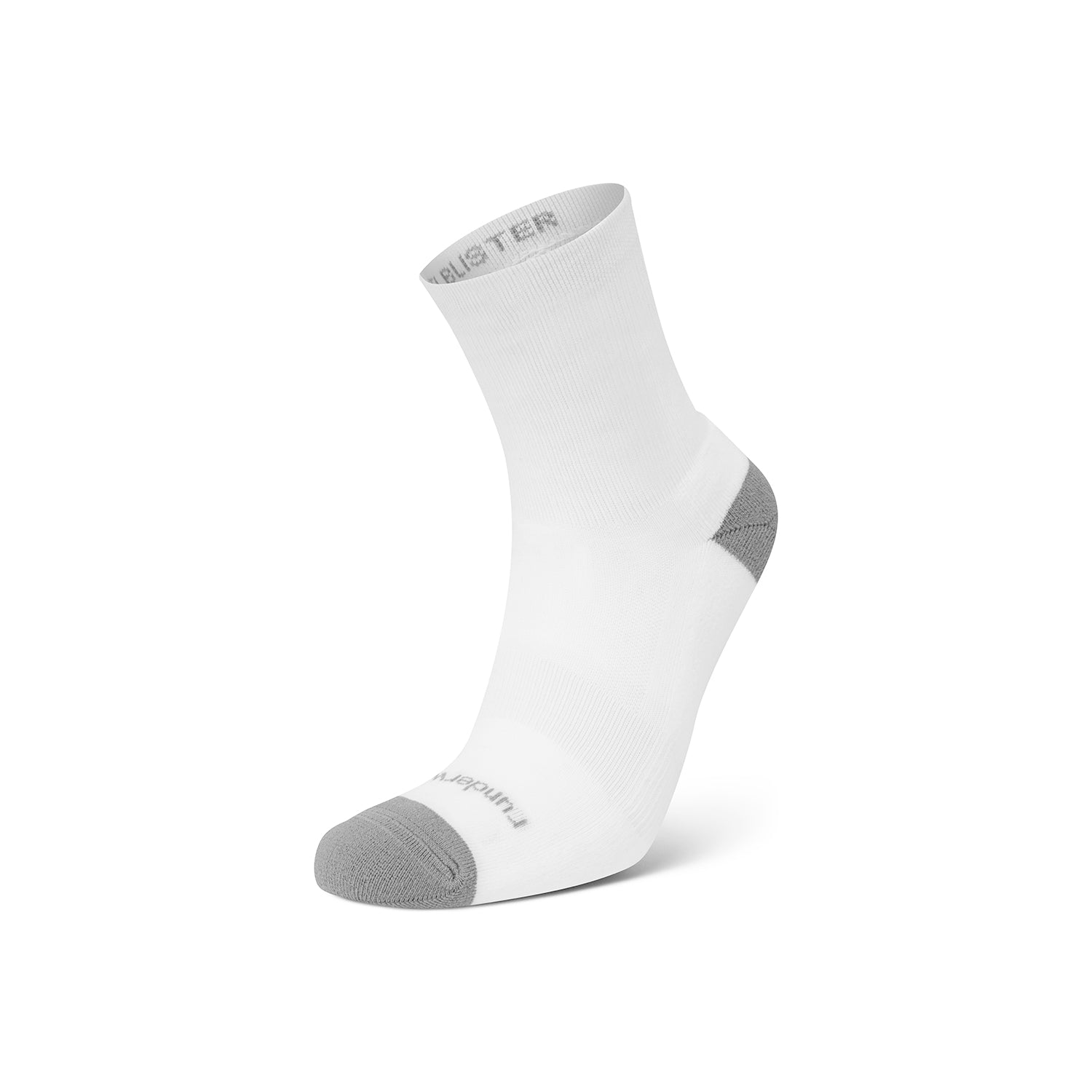 Calcetines unisex antirozaduras para running (media caña) – Blanco/Gris