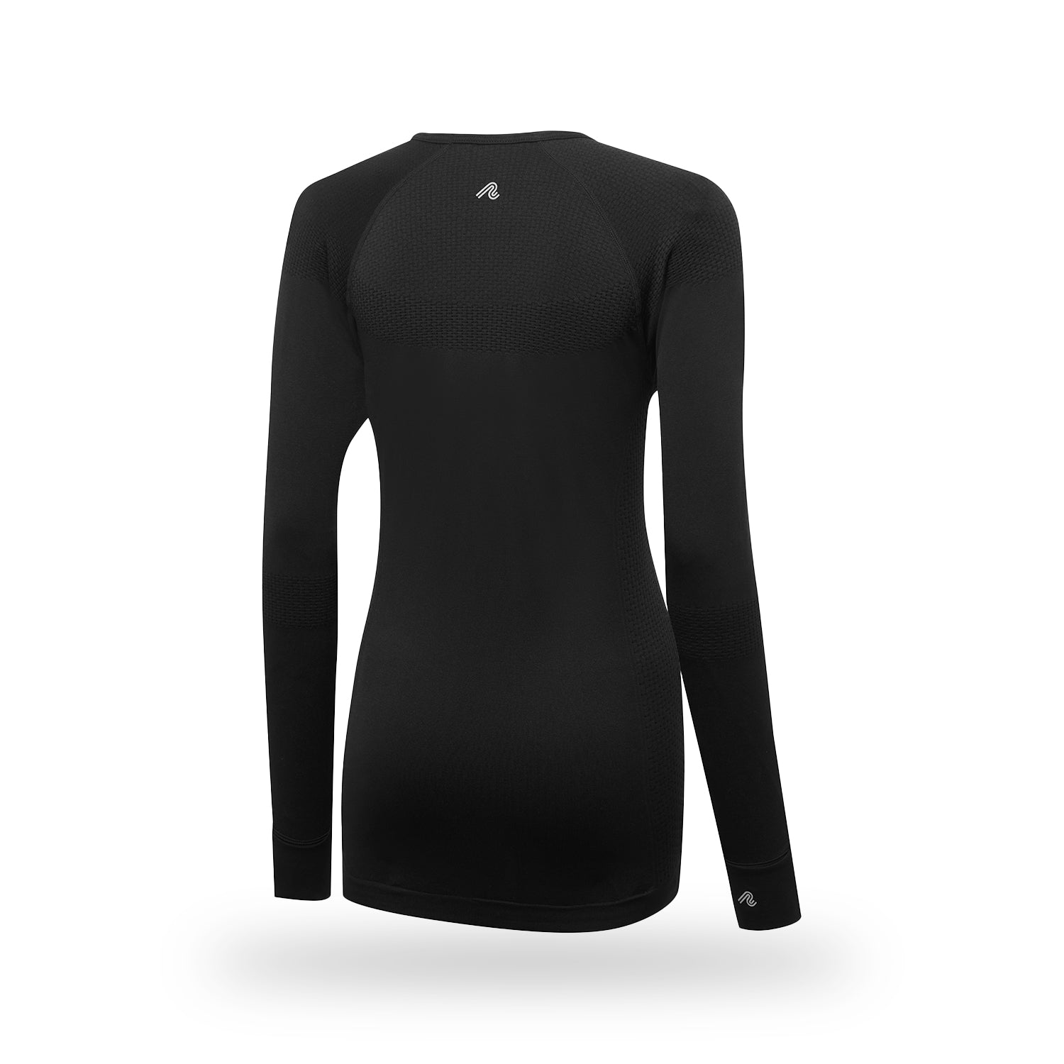 Camiseta térmica de manga larga sin costuras de running para mujer - Negro
