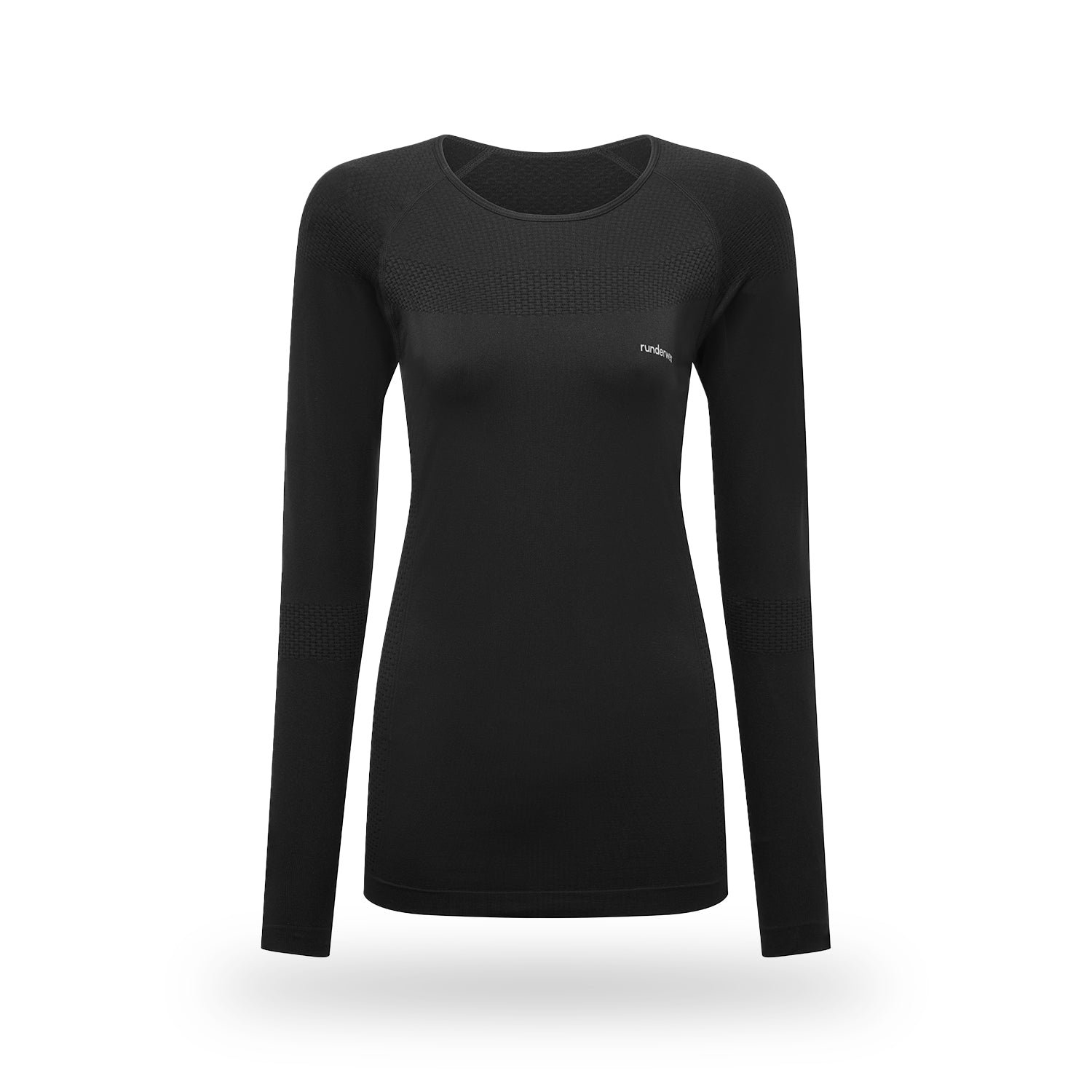 Camiseta térmica de manga larga sin costuras de running para mujer - Negro