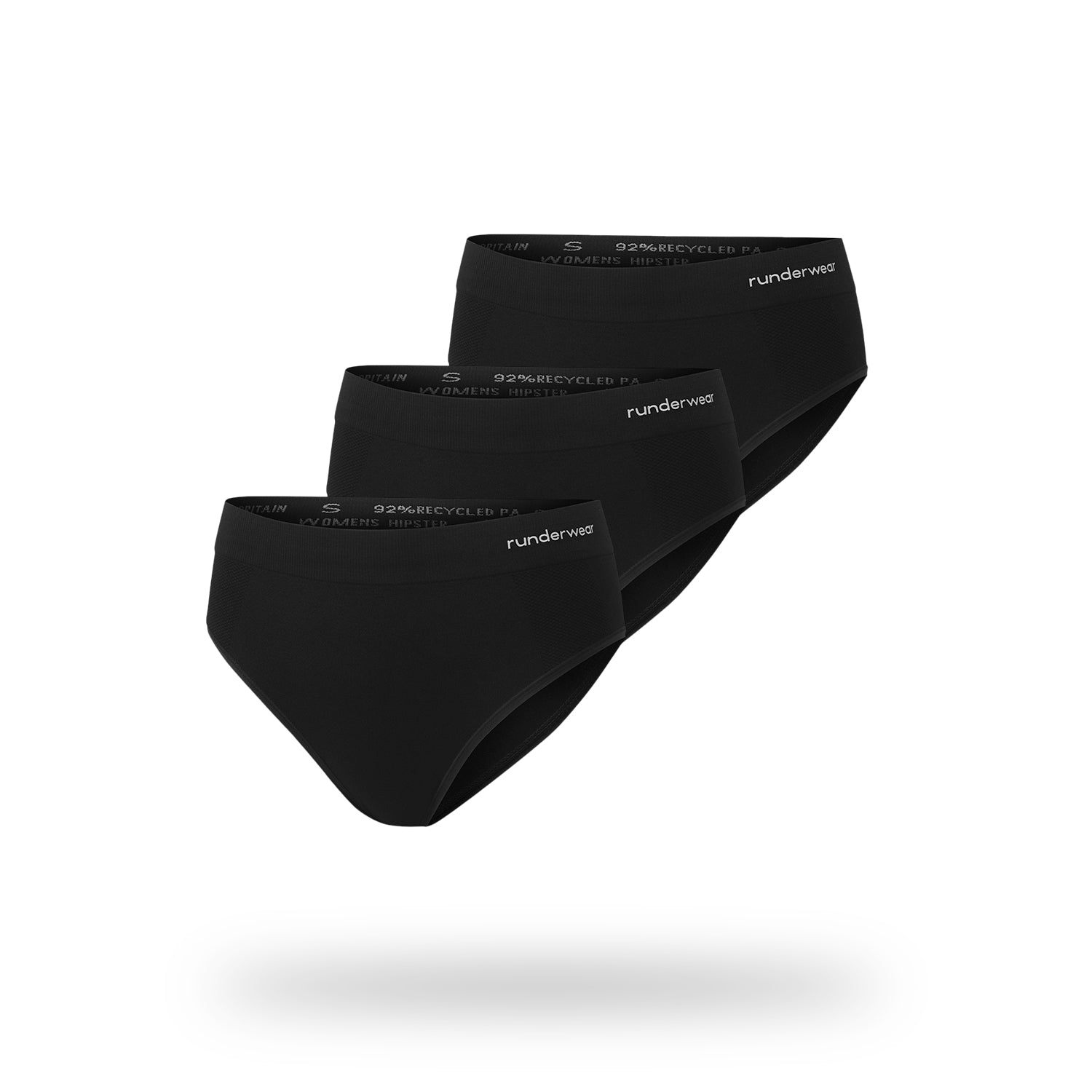 Braga deportiva para mujer – Negro (Paquete de 3)
