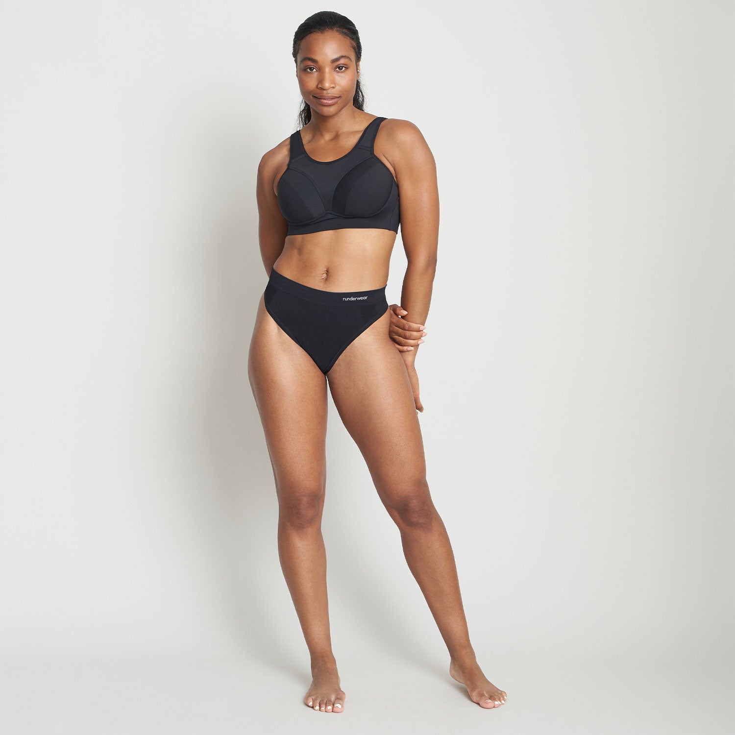 Tanga de running para mujer - Negro